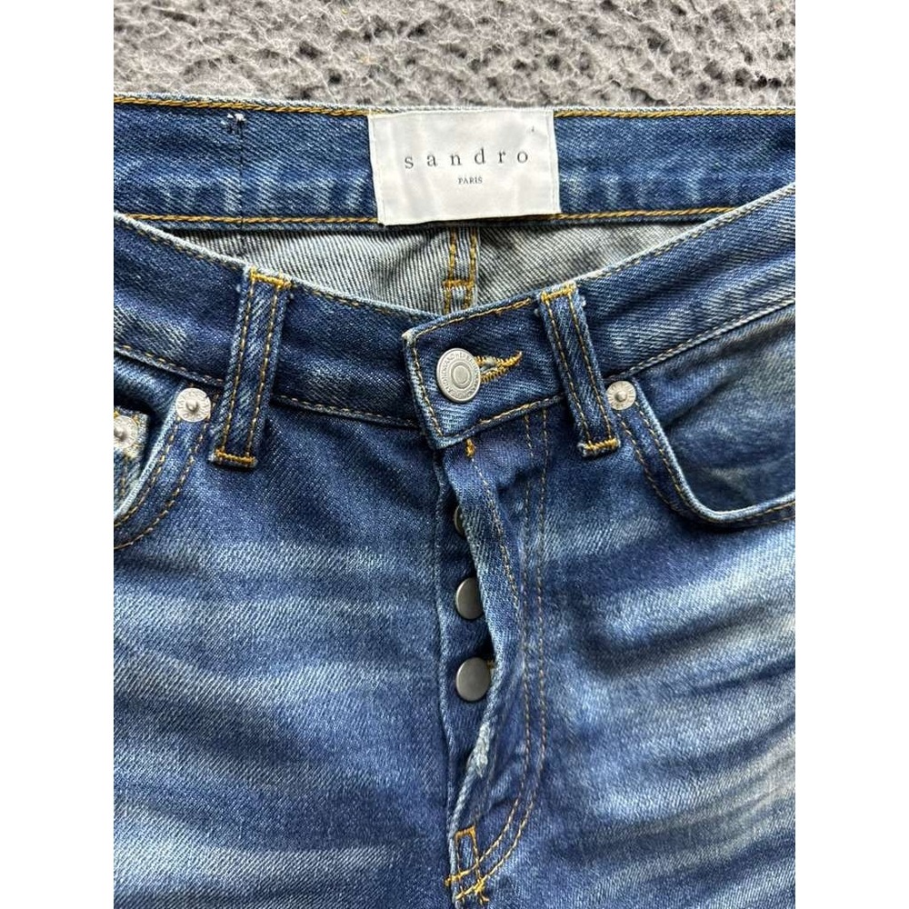 Sandro Paris Droit Slim Fit‎ Low Rise Distressed Denim Jeans Blue Size 27 - Picture 6 of 16